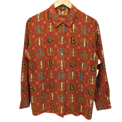 ビギ BIGI 総柄 ロゴプリント ロングスリーブシャツ メンズ